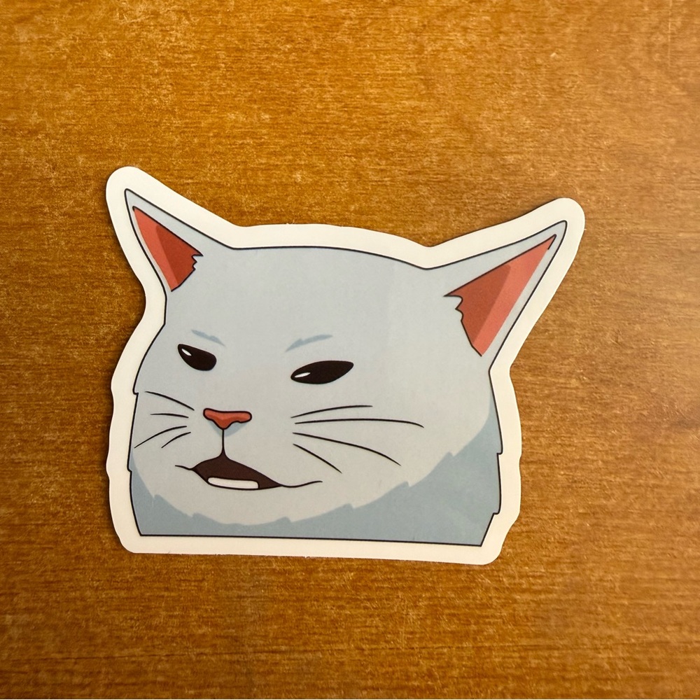 Cat Face Sticker - White and Pink‎